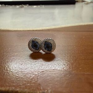 Elegant Blue and Silver Stud Earrings